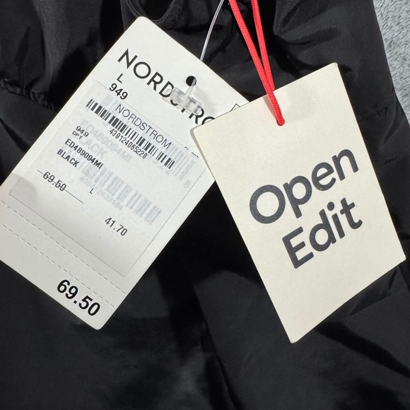 NWT Open Edit Black Spaghetti Strap Mini Dress with Side Slit Pleats Size L - Picture 5 of 14